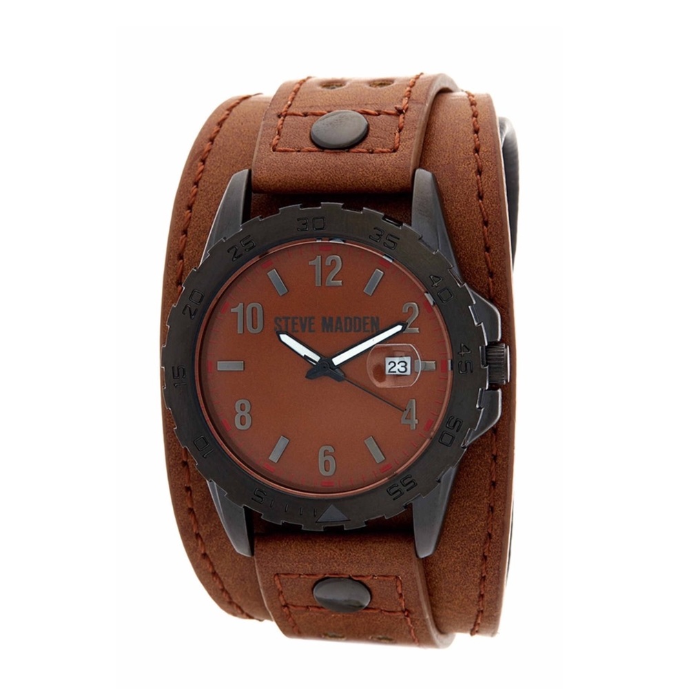 Steve Madden Alloy Brown Dial Leather Strap Watch